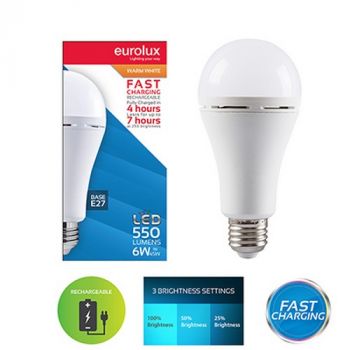Eurolux G1147 Rechargeable Fast Charging Lamp 6w LED E27 3000K