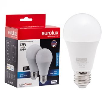 Eurolux G1153ES A60 Day/Night Sensor 12w LED E27 4000K Twin Pack Box