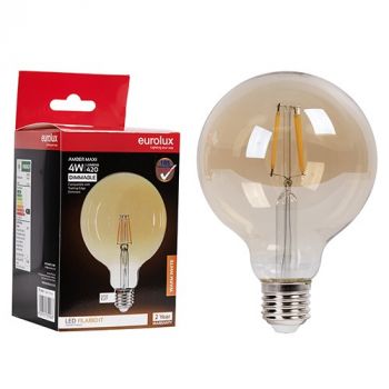Eurolux G1196A Mini Maxi Globe G95 Filament Amber 4w LED E27 2700K Dimmable