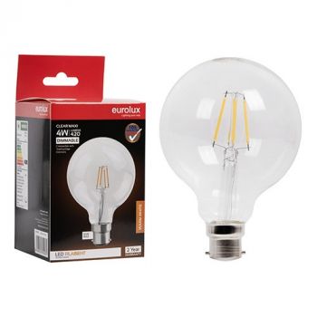 Eurolux G1197 Mini Maxi Globe G95 Filament 4w LED B22 3000K Dimmable