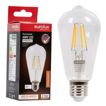 Eurolux G1200 Mini Pear Filament 4w LED E27 3000K Dimmable