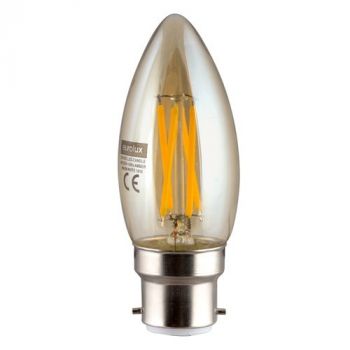 Eurolux G511BC Warm White Amber LED Filament B22 4W Candle