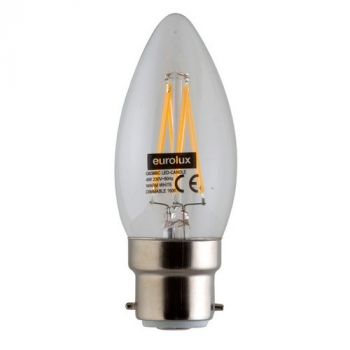 Eurolux G639BC Warm White B22 4W Dimmable Clear Filament Candle LED