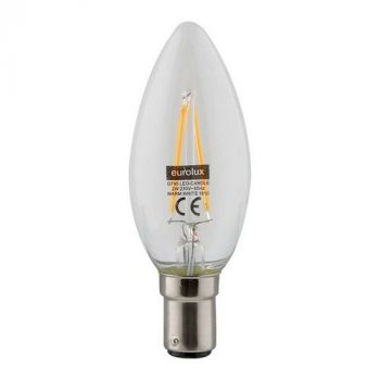 Eurolux G795 Warm White B15 2W Clear Filament Candle LED