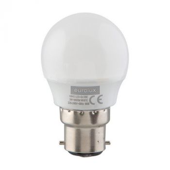 Eurolux G842 Warm White B22 3W Opal Golfball LED