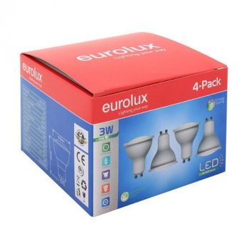 Eurolux G941CW Cool White GU10 3W LED (4pc Pack)