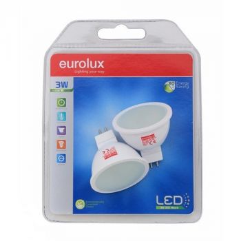 Eurolux G944CW Cool White GU5.3 3W MR16 LED (Blister Twin Pack)