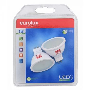 Eurolux G944WW Warm White GU5.3 3W MR16 LED (Blister Twin Pack)