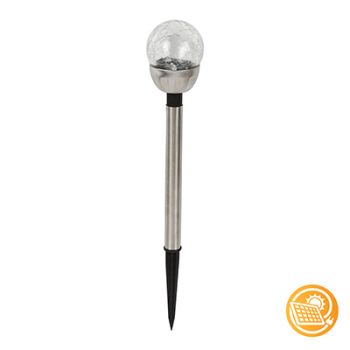 Eurolux H196 Solar Mini Crackle Ball Post Light Stainless Steel