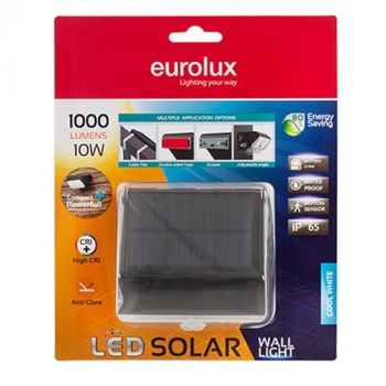 Eurolux O494BP Mars Blister Pack 1 Solar Led Wall Light Black 10W