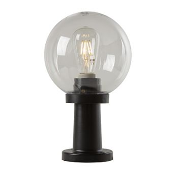 Eurolux O621CL Outdoor 200mm Bowl Fitting Pillar Mount Clear Black