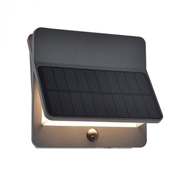 Eurolux O656 Aleta 2LT Solar Wall Light with PIR LED Grey