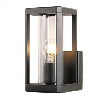 Eurolux O666 Bhok Square Ali Outdoor Wall Light Black with Clear Glass