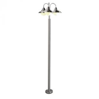 Eurolux O86SS Sidney Lantern 3 Lights Pole 2.2m S Steel Satin Chrome
