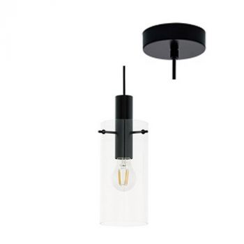 Eurolux P1063 Montefino Pendant 1L 60w E27 Black/Glass Black