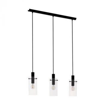 Eurolux P1064 Montefino Pendant 3L 60w E27 Black/Glass Black