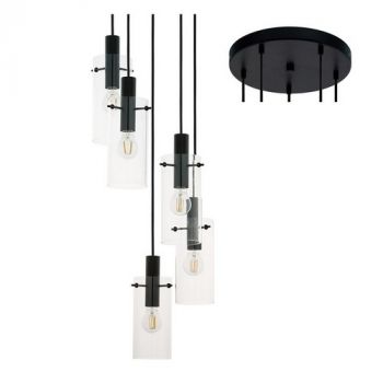 Eurolux P1065 Montefino Pendant 5L 60W E27 Black/Glass Black