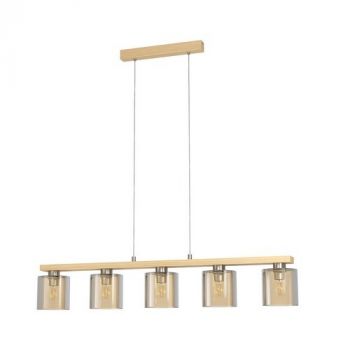 Eurolux P1119AM Castralvo Pendant 5L E27 28W Brown/Satin Nickel