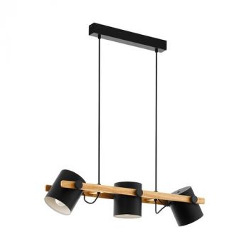 Eurolux P1125 Hornwood Pendant 3L E27 60w Black/Oak