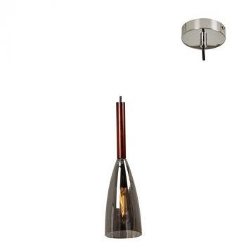 Eurolux P1133S 100mm Wood Pendant Smoked Glass/Dark Wood