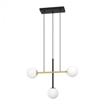 Eurolux P1352 Paz 3LT Pendant Black/ White/Brushed Brass