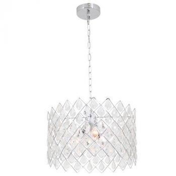 Eurolux P374CH Round Chrome Crystal Pendant - Excluding 3 x 60W E14 Chrome
