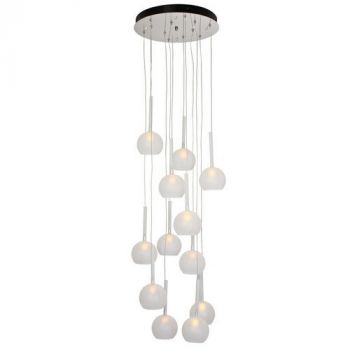 Eurolux P422F Nebula Pendant 12Lt Frosted White Glass Excl 12XG4 10W Bi-Pin Chrome/Frosted