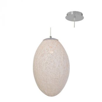 Eurolux P437 Khoi San Pendant 1LT Cane And Silk (300mm x 500mm) Excl 1xE27 60w GLS Cream/Chrome