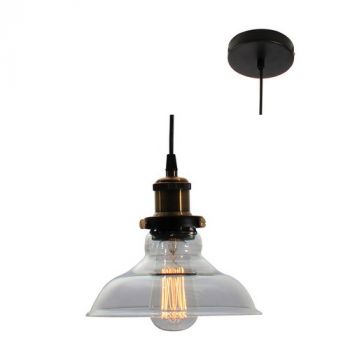 Eurolux P484 Pendant Farmhouse Clear Glass Antique Brass/Clear