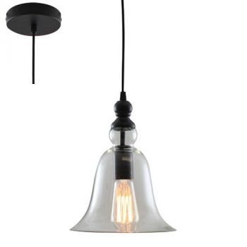 Eurolux P487 Pendant Clear Glass Black/Clear