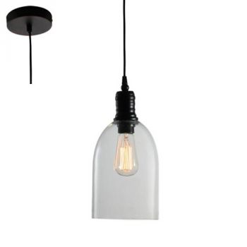 Eurolux P488 Pendant Clear Glass (160mm) Black/Clear