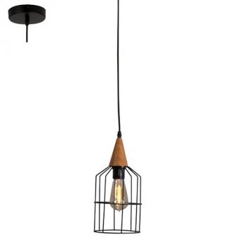 Eurolux P597 Pendant Metal Black Black/Brown Wood