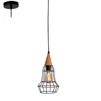Eurolux P598 Pendant Metal Black Black/Brown Wood