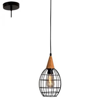 Eurolux P599 Pendant Metal Black Black/Brown Wood