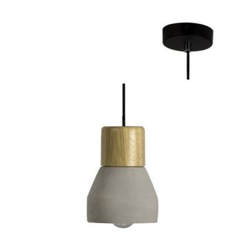 Eurolux P613 Pendant Metal And Cement Black Black/Brown Wood/Grey