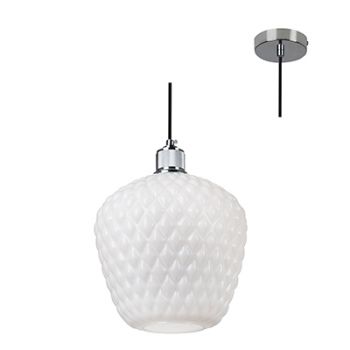 Eurolux P905W Oslo Pendant 180mm White Glass Chrome