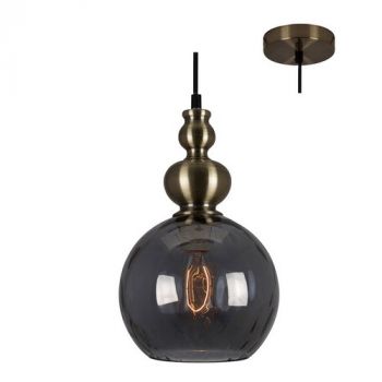 Eurolux P916SM Victoria Pendant E27 40W Antique Brass/Smokey