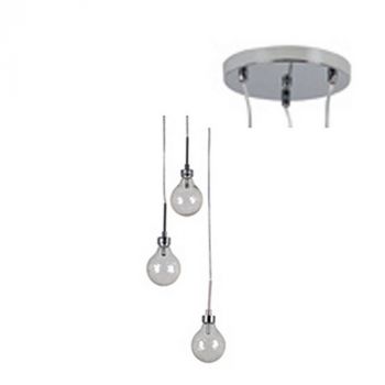 Eurolux P977CH LED Pendant 3Lt Chrome With Glass Shades Chrome