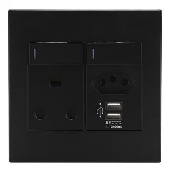 Eurolux RES61 Horizon Modern Sng. Soc.+Euro+2Xusb Black