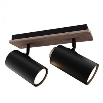 Eurolux S535B Sol Spot Light 2 Light Bar Black/Wood GU10 2x5w