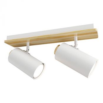Eurolux S535W Sol Spot Light 2 Light Bar White/Wood GU10 2x5w