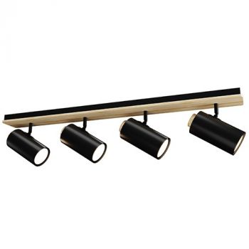 Eurolux S536B Sol Spot Light 4 Light Bar Black/Wood GU10 4x5w