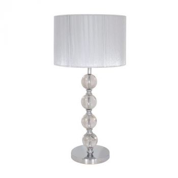 Eurolux T250 Chrome Table Light With Clear Orbs And White String Shade Exl 1XE27 60W Chrome