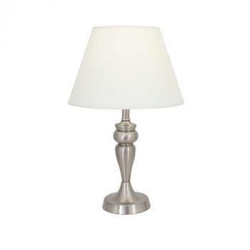 Eurolux T308SC Table Lamp With Cloth Shade And Switch E14 60W Satin Chrome