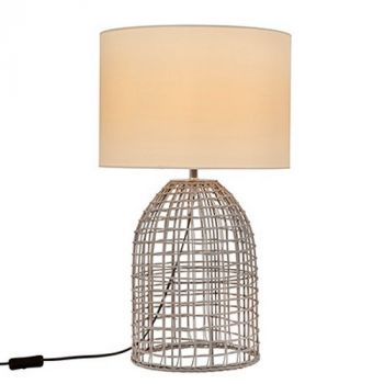 Eurolux T654GY Zanie G Table Lamp Grey Woven Rattan with Fabric Shade