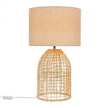 Eurolux T654N, T654W Zanie Table Lamp Woven Rattan with Fabric Shade (Multiple Colours/Finishes)