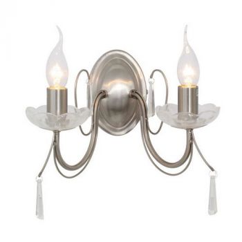 Eurolux W356SC 2LT Wall Lamp Satin Chrome Clear Drops E14 40W Satin Chrome