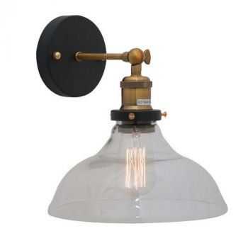 Eurolux W457 Farmhouse Wall Light 250mm Excl 1x60w E27 Antique Brass/Black