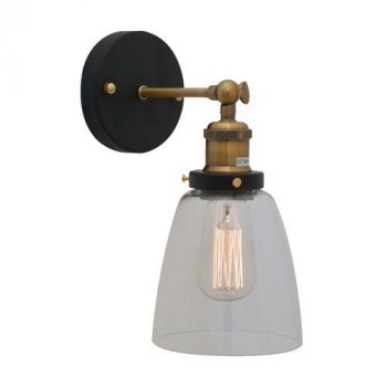 Eurolux W460 Farmhouse Wall Light 140mm Excl 1x60w E27 Antique Brass/Black