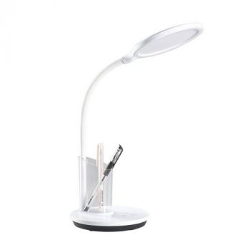 Forest Lighting LA-R577 Stylish 7W LED Desk Lamp with Clutter-free Organizer & Atmosphere Background White